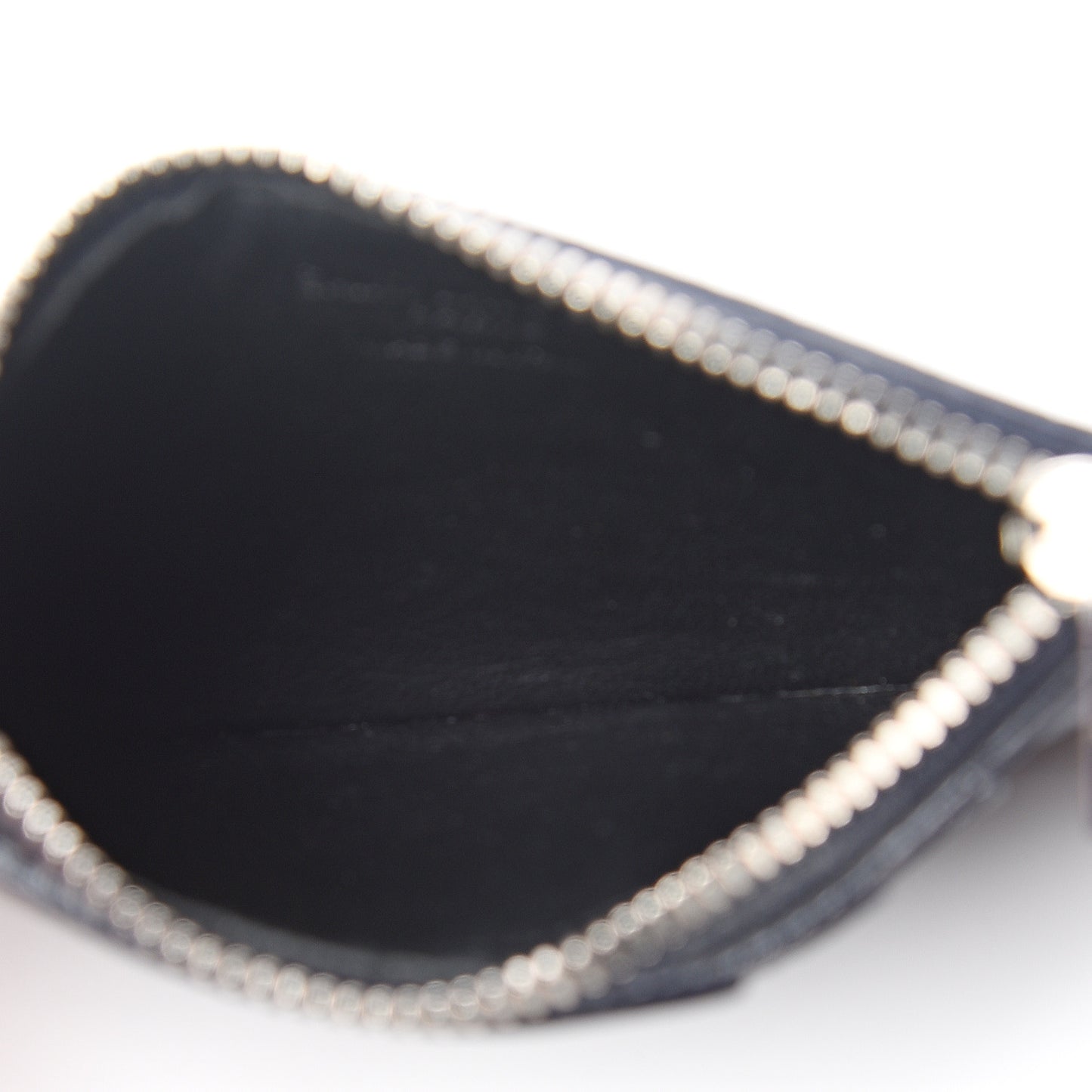 Calfskin Crocodile Embossed 5 Fragments Zip Pouch Card Holder Blue Marine
