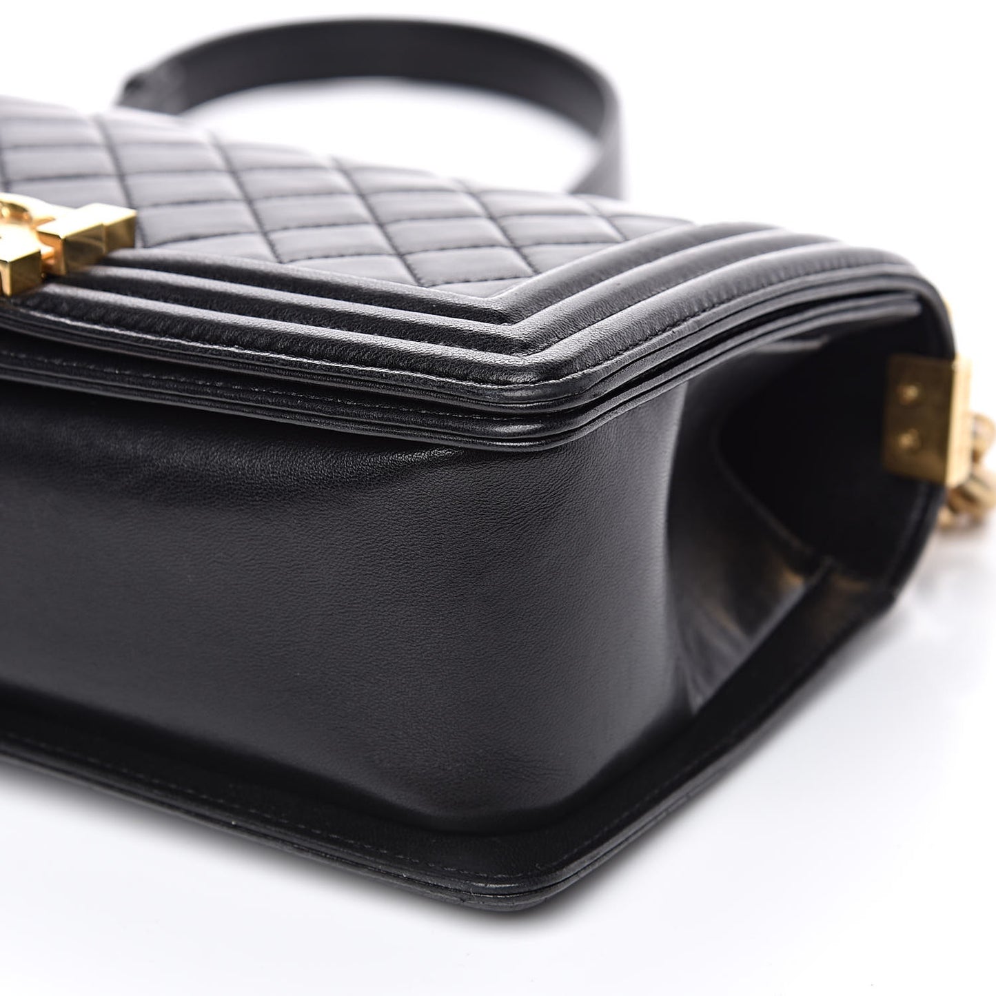 Lambskin Quilted Medium Boy Flap Black