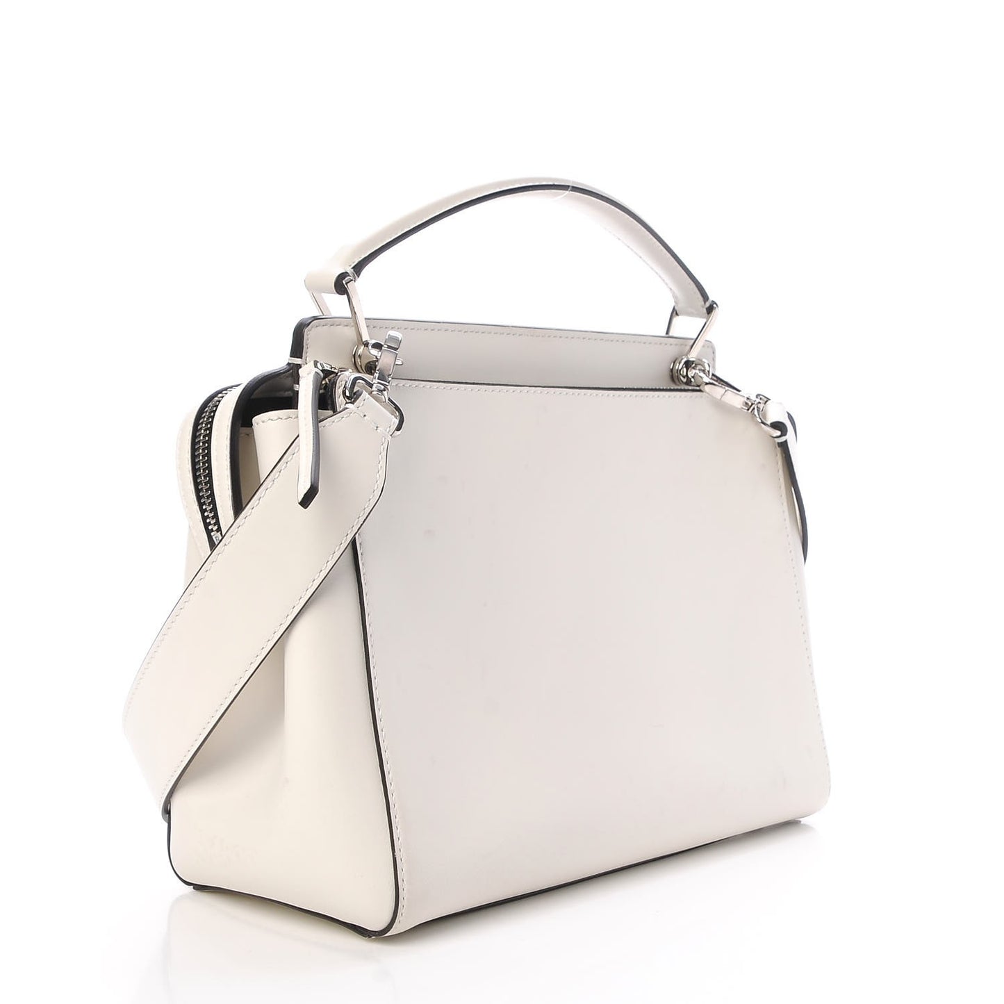 Vitello Baltico Dolce Shiny Nappa Lace Up DotCom Satchel White Parrot