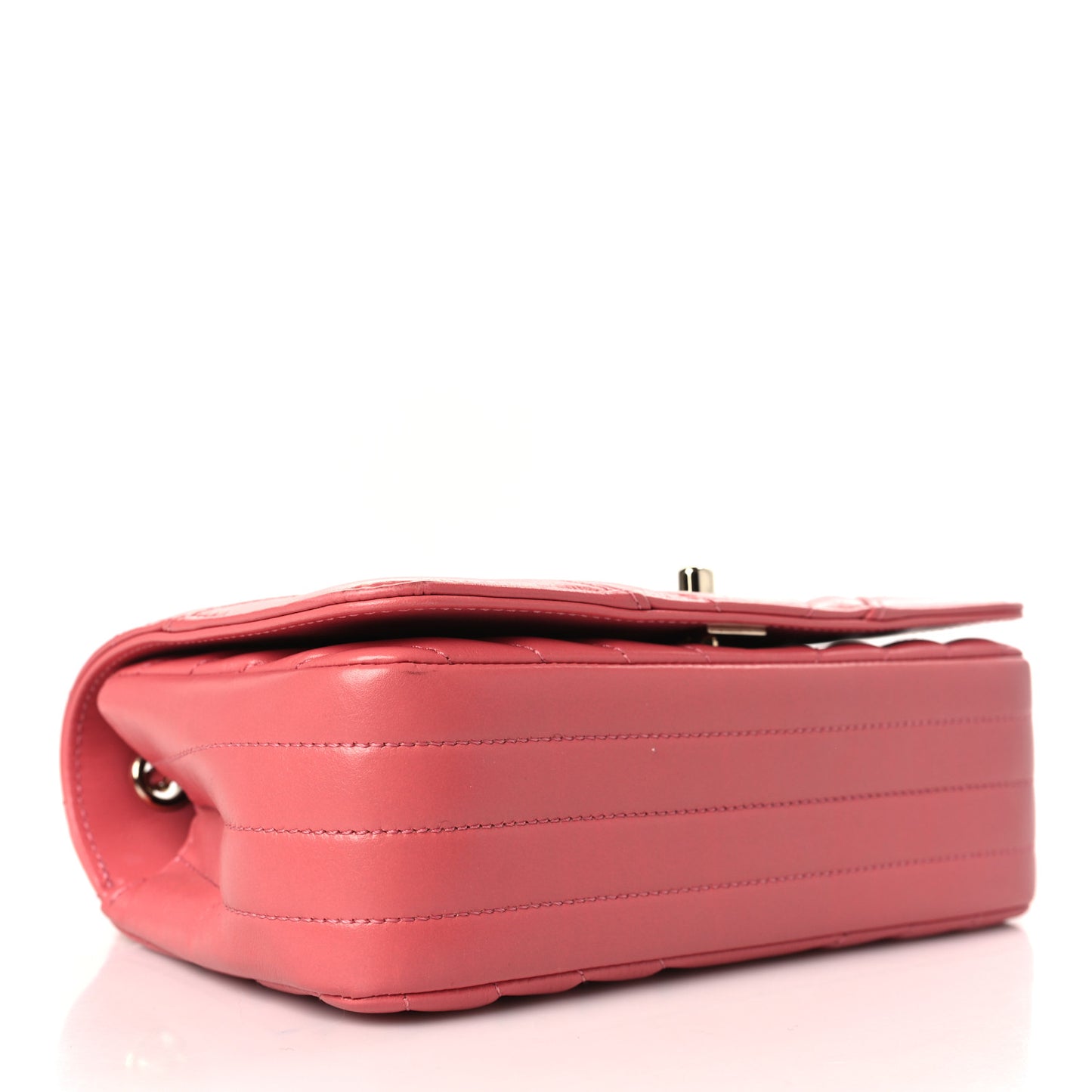 Calfskin Chevron Quilted Mini Statement Flap Pink