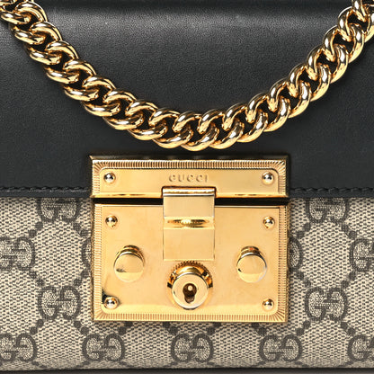 Gucci GG Supreme Monogram Calfskin Small Padlock Shoulder Bag Beige Black Cuir 5 of 11