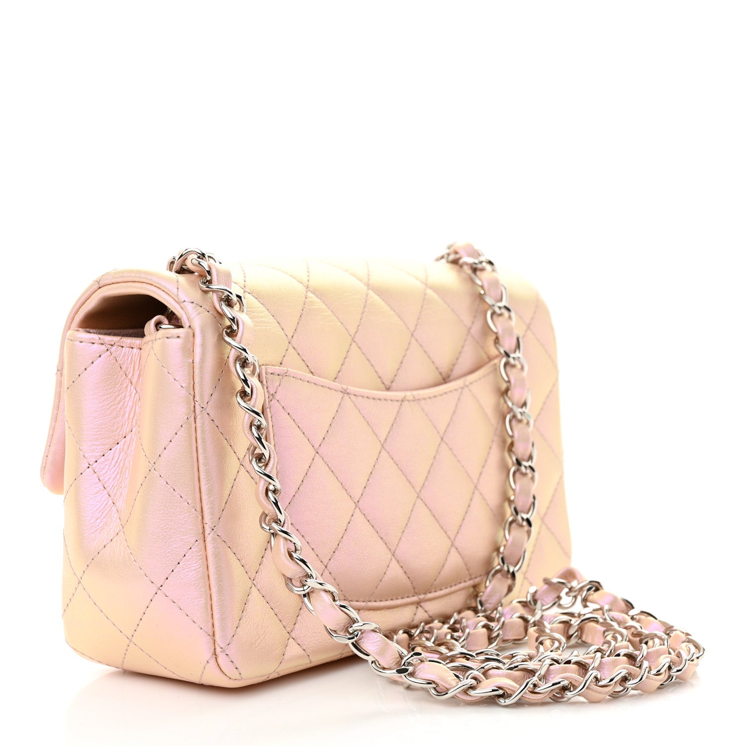 Chanel Iridescent Calfskin Quilted Mini Rectangular Flap Pink 3 of 10