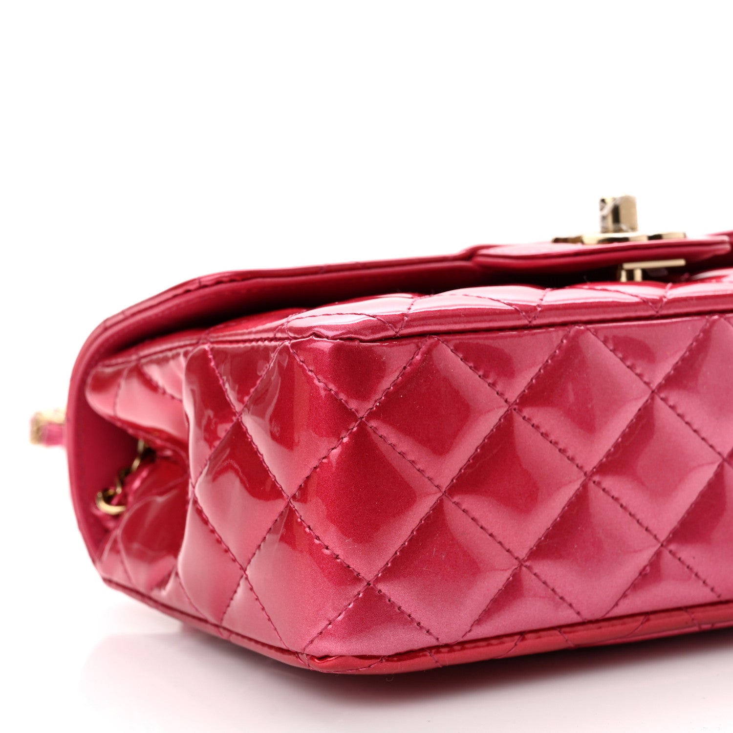Chanel Shaded Patent Calfskin Quilted Mini Rectangular Flap Pink Dark Pink 7 of 8