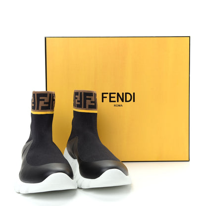 Fendi Jersey FF Mania Mens High Top Sock Sneakers 9.5 Black Tobacco Yema 11 of 11