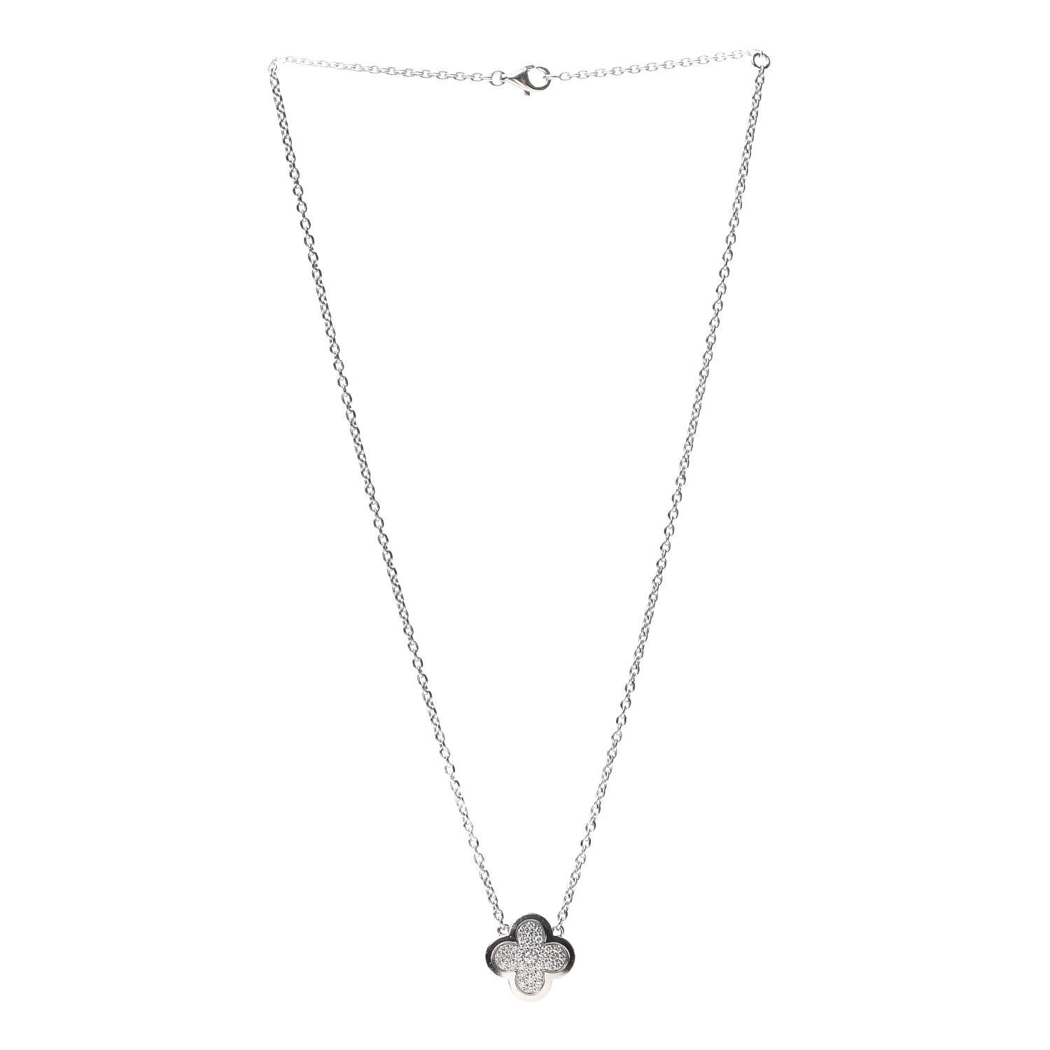 Van Cleef & Arpels 18K White Gold Diamond Pure Alhambra Pendant Necklace 3 of 6