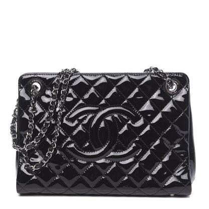Chanel Patent Quilted Timeless CC Shopping Tote Black 1 of 14