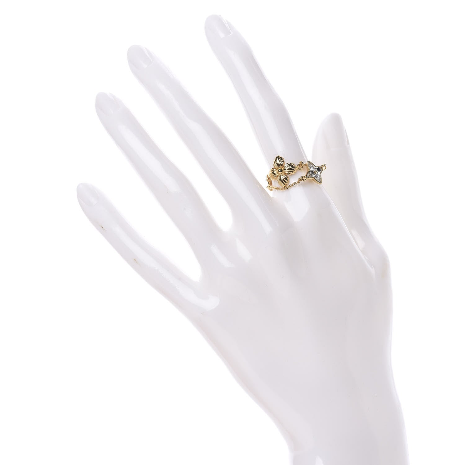 Louis Vuitton Crystal Blooming Strass Ring Set M Gold 2 of 9