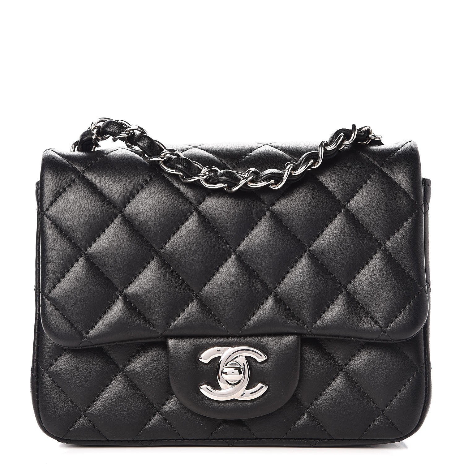 Chanel Lambskin Quilted Mini Square Flap Black 1 of 9