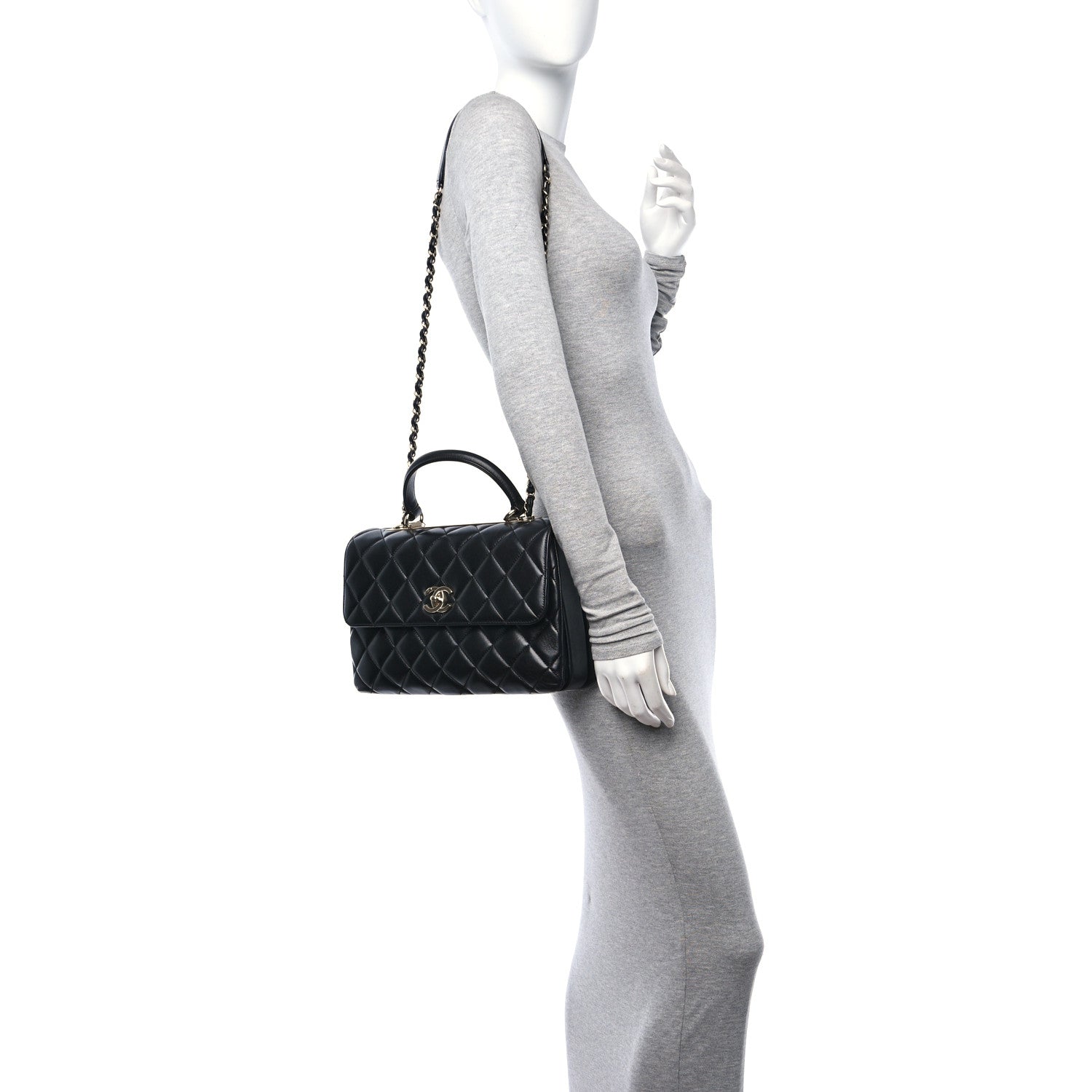 Chanel Lambskin Quilted Medium Trendy CC Flap Dual Handle Bag Black 2 of 12