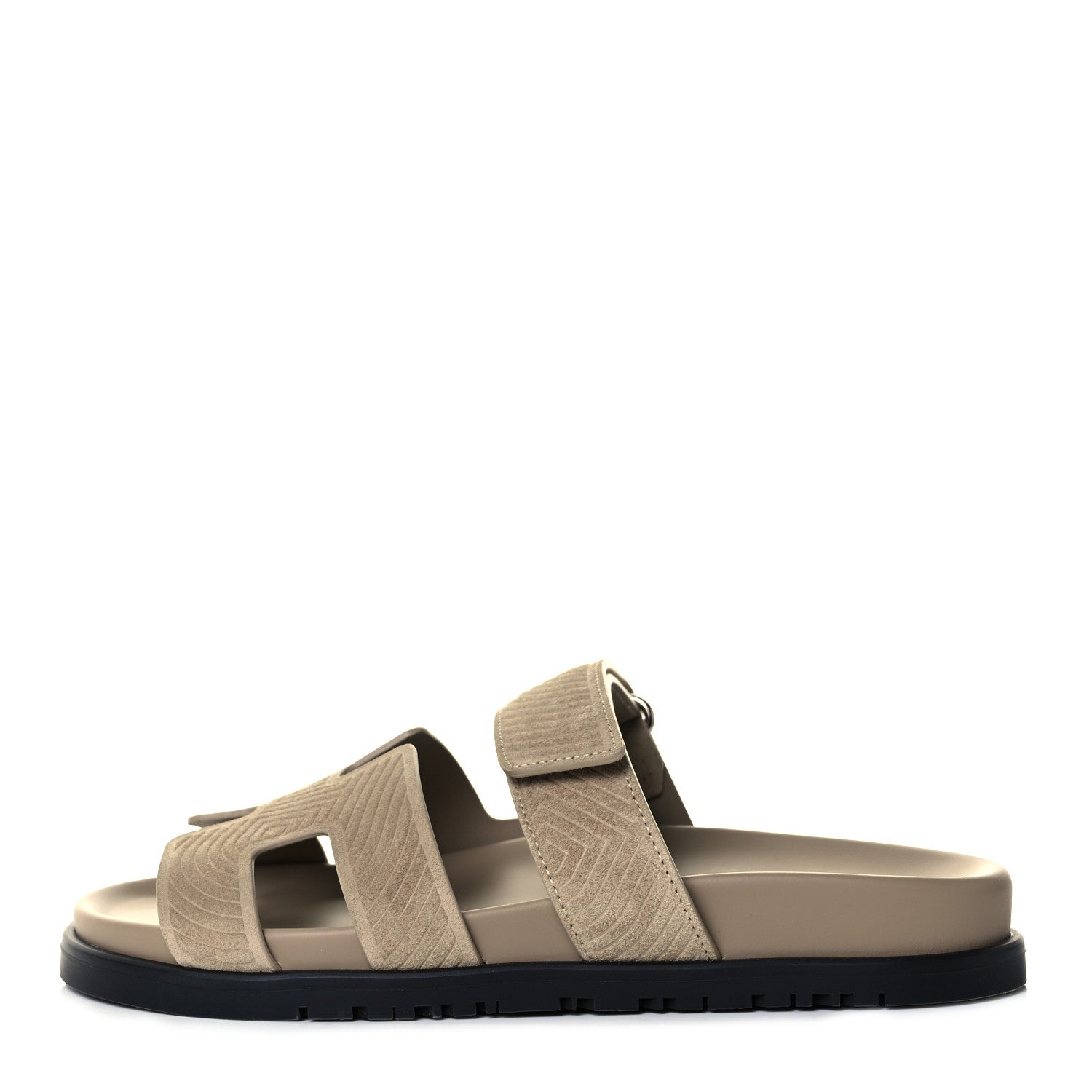 Hermes Suede Goatskin Chaine d'Ancre Womens Chypre Sandals 37 Beige Sable 1 of 7