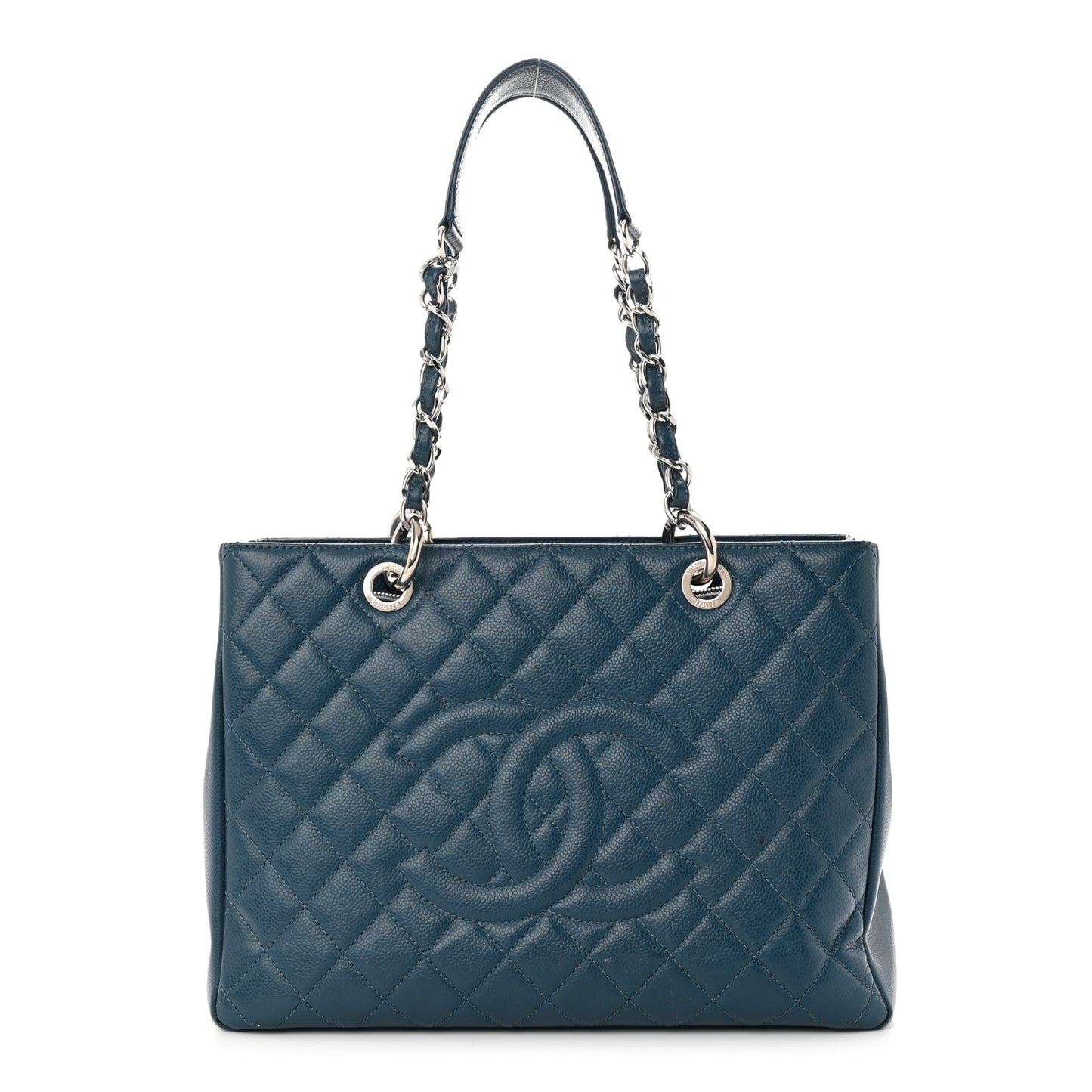 Caviar Quilted Grand Shopping Tote GST Dark Blue