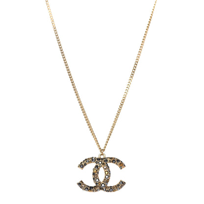 Chanel Crystal CC Pendant Necklace Gold 1 of 7
