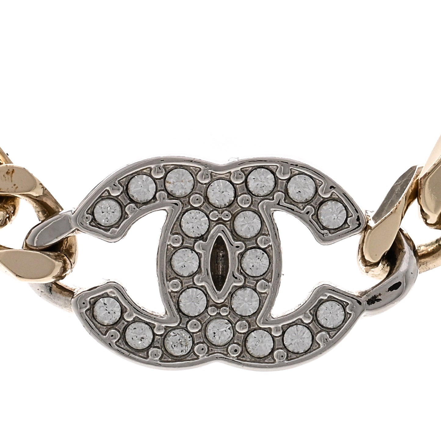 Crystal Chain CC Link Choker Gold Silver