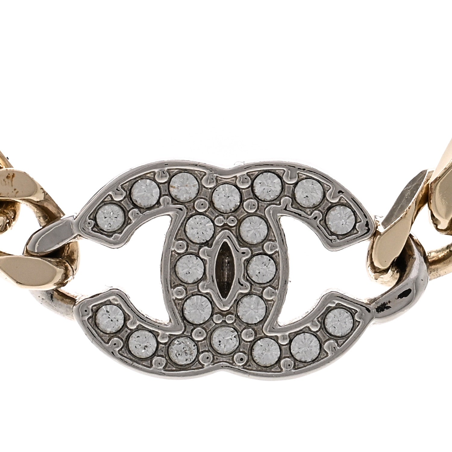 Chanel Crystal Chain CC Link Choker Gold Silver 4 of 6