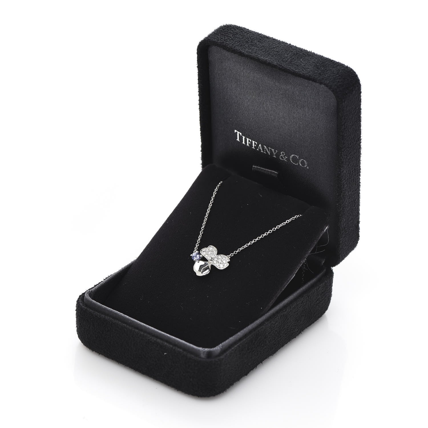 Tiffany Platinum Diamond Tanzanite Paper Flowers Pendant Necklace 8 of 8