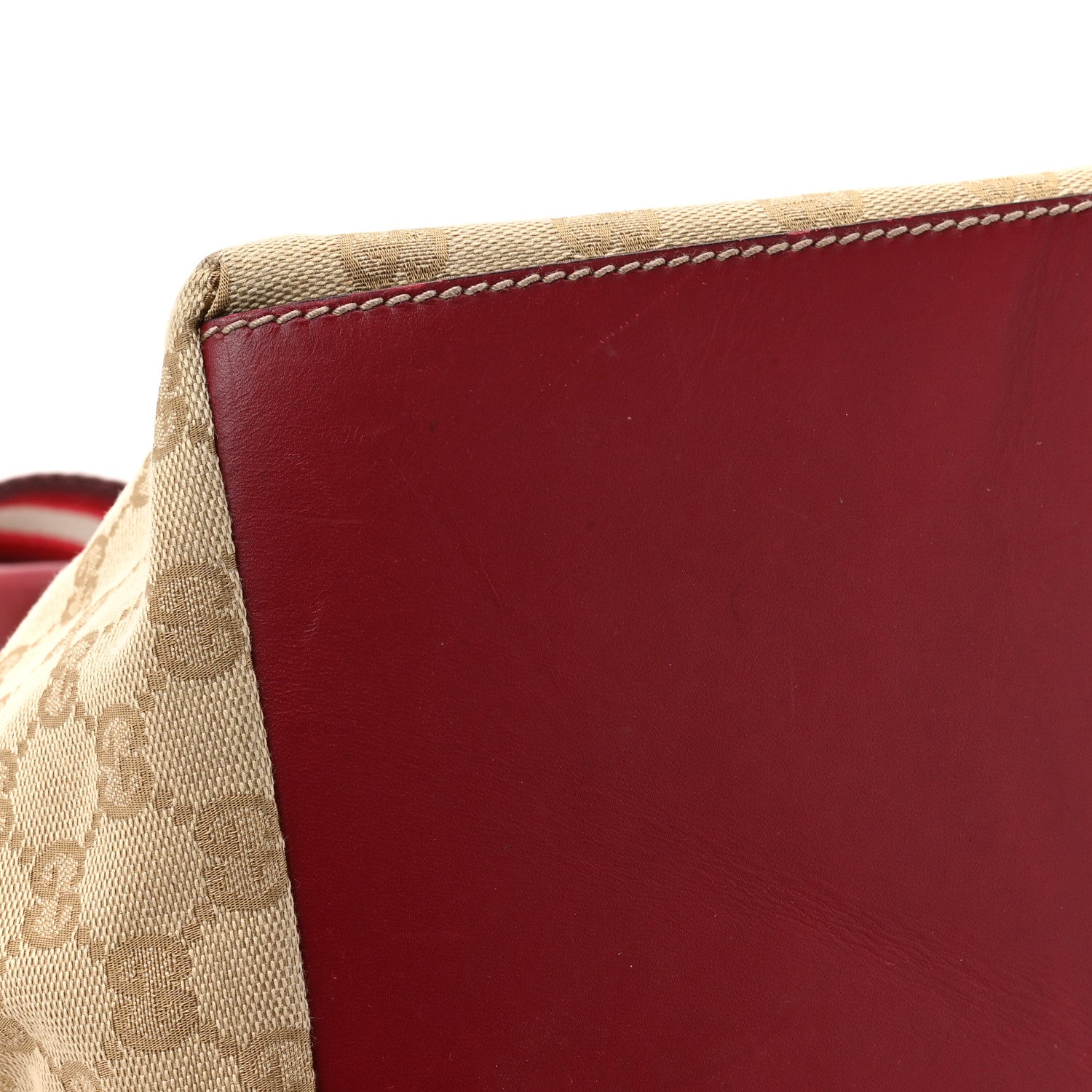 Gucci GG Monogram Large Web Handle Bucket Tote Red 17 of 19