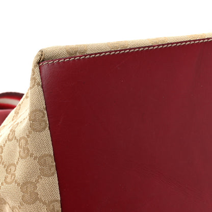 Gucci GG Monogram Large Web Handle Bucket Tote Red 17 of 19