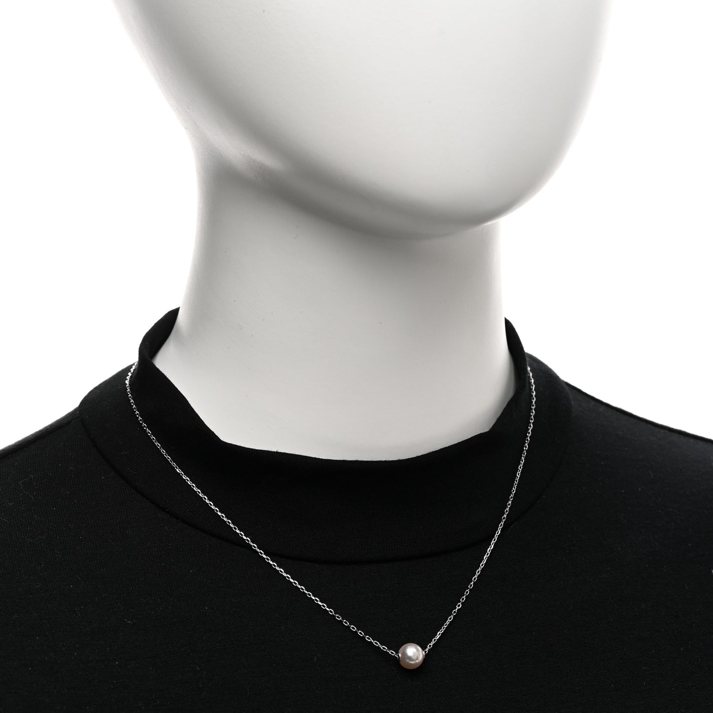 18K White Gold Akoya Pearl 7-7.5mm Single Pendant Necklace