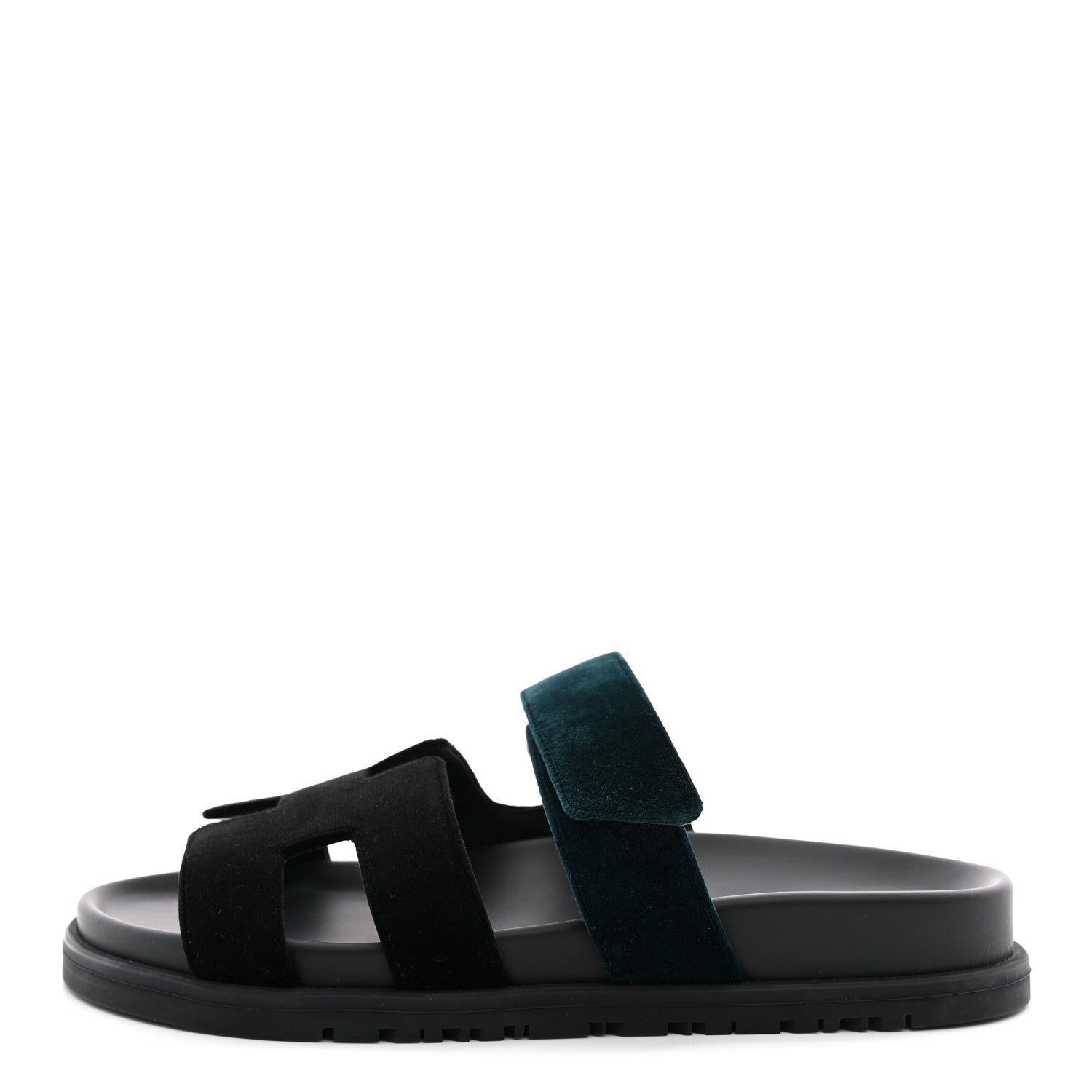 Hermes Velvet Womens Chypre Sandals 36 Black Vert Mousse 1 of 9