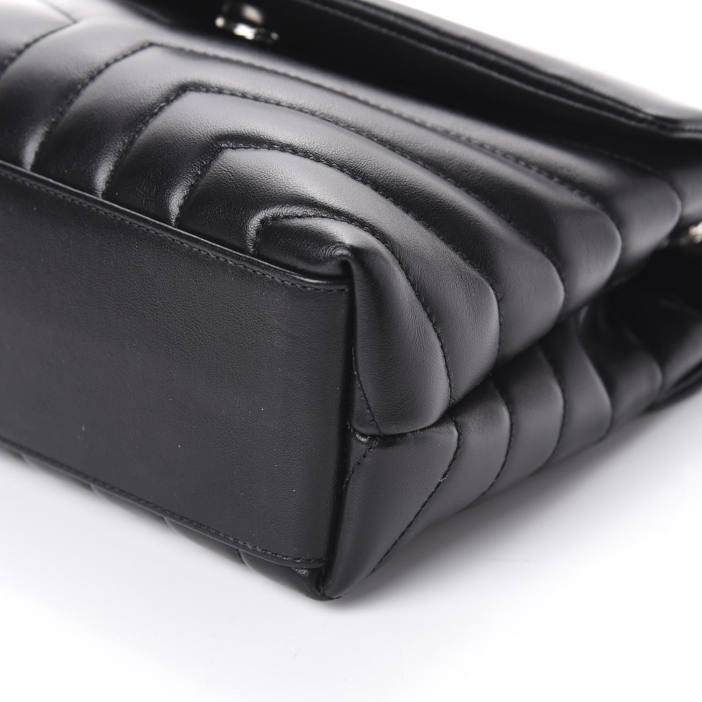 Calfskin Y Quilted Monogram Small Loulou Chain Satchel Black