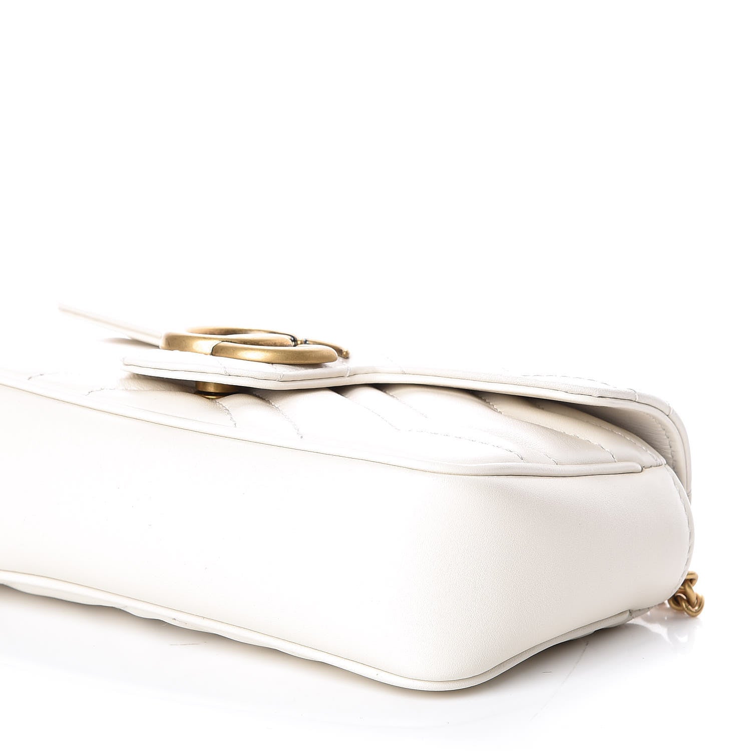 Gucci Calfskin Matelasse Super Mini GG Marmont Shoulder Bag White 8 of 11