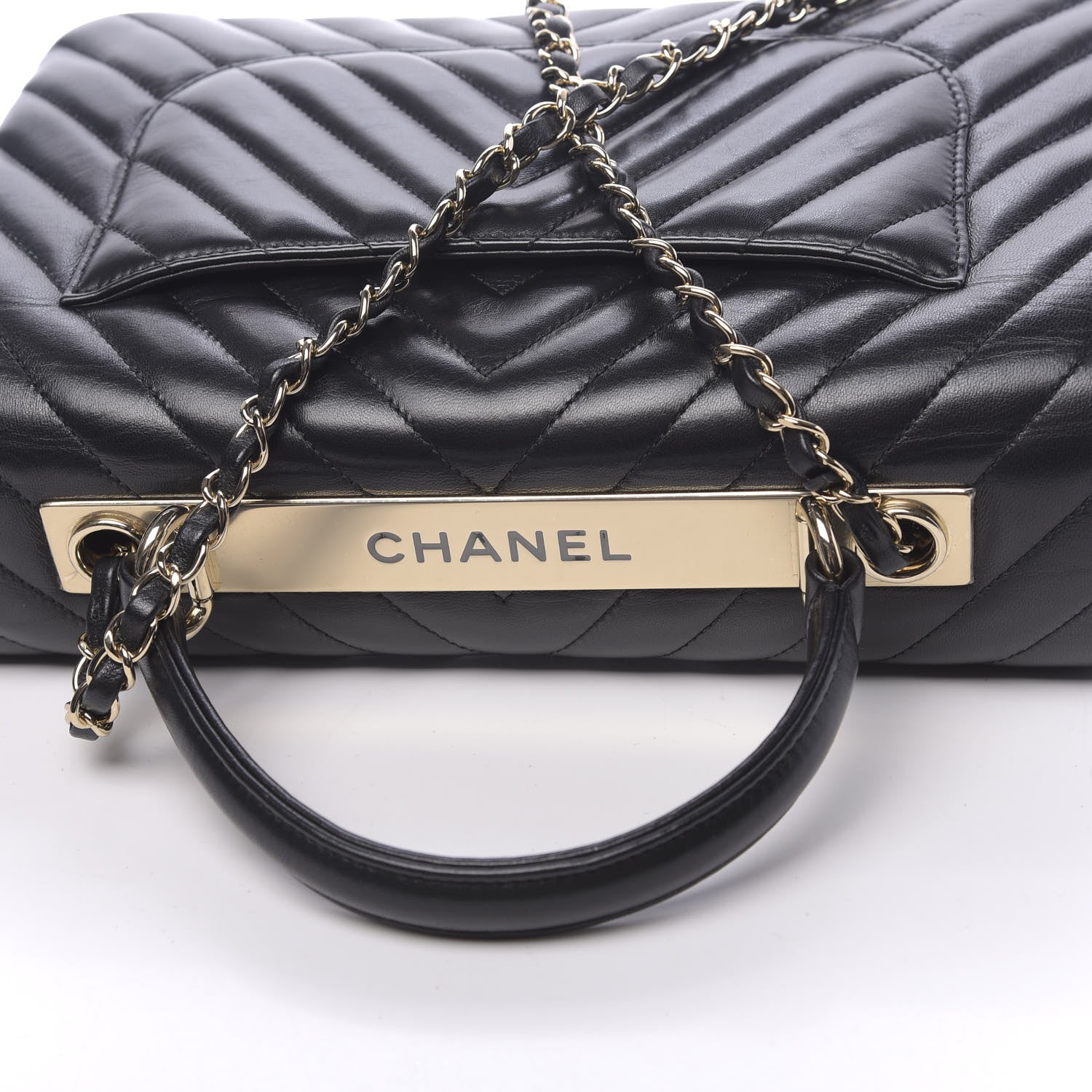 Chanel Lambskin Chevron Quilted Medium Trendy CC Dual Handle Flap Bag Black 9 of 12