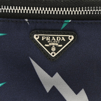Prada X UNIVERSAL STUDIOS Tessuto Nylon Thunder Frankenstein Print Mini Arm Bag Blu Smeraldo 6 of 8