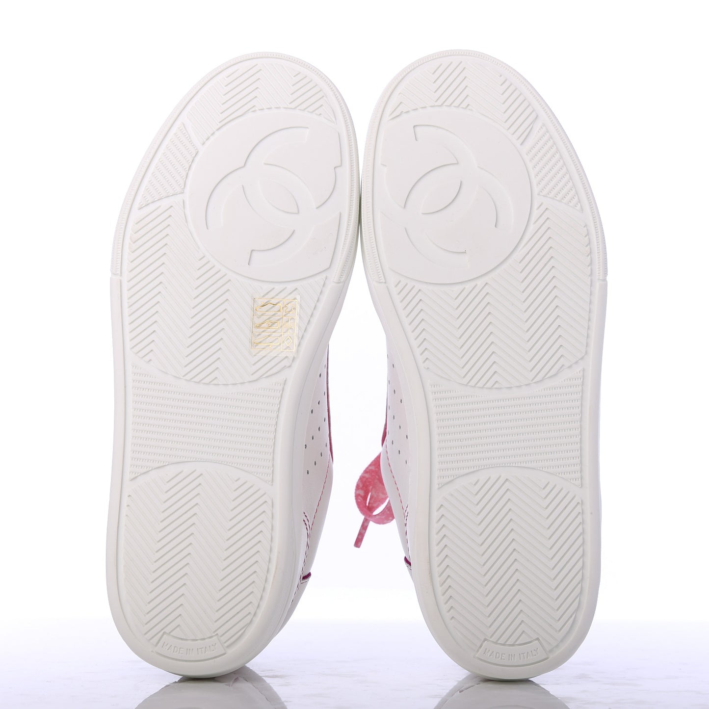 Calfskin Womens Logo Sneakers 37.5 White Pink