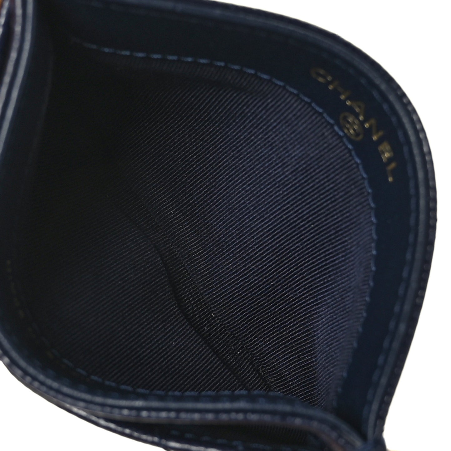 Caviar Quilted Card Holder Navy