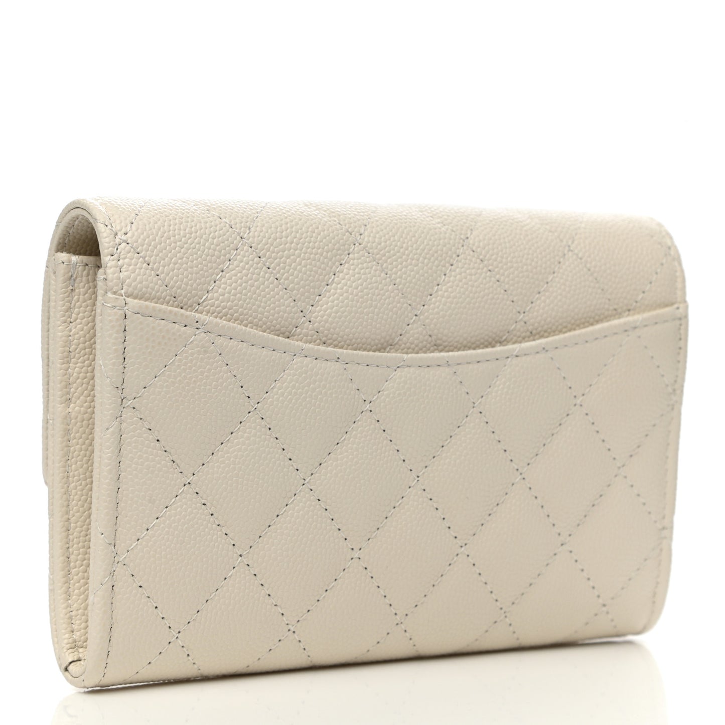 Caviar Quilted Medium Flap Wallet White
