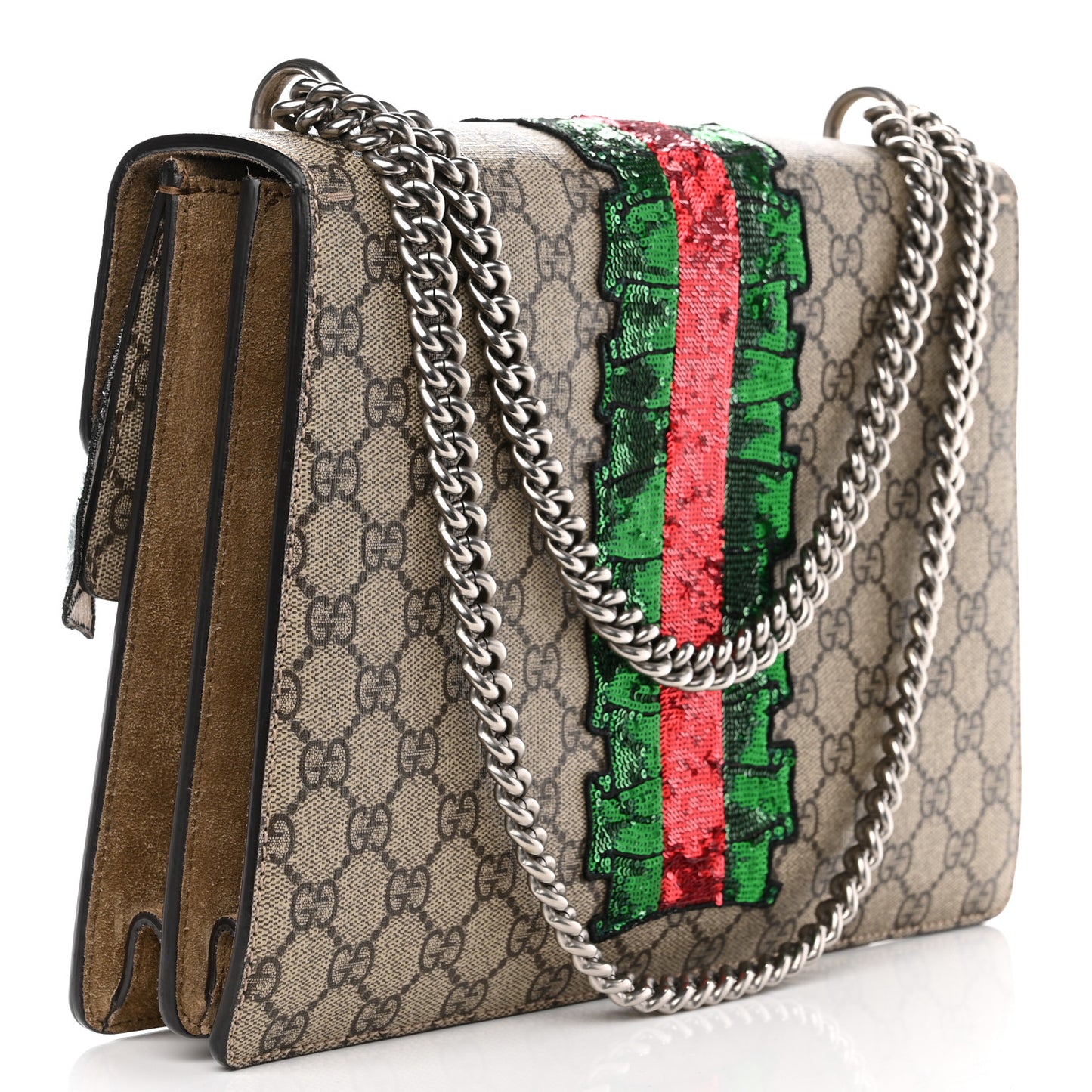 GG Supreme Monogram Lightning Embroidered Medium Dionysus Shoulder Bag Beige