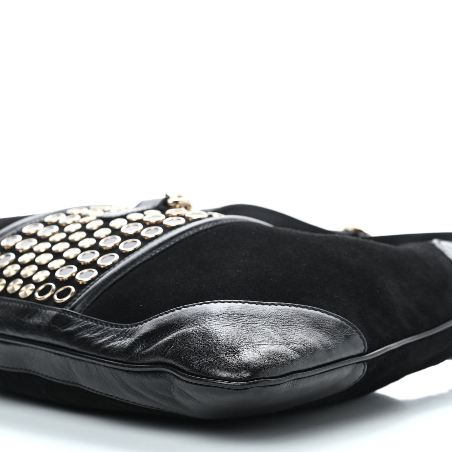 Suede Studded Medium Jackie O Bouvier Hobo Black