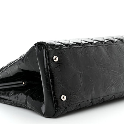 Chanel Glazed Calfskin Quilted Large Just Mademoiselle Bowling Bag Black 9 of 10