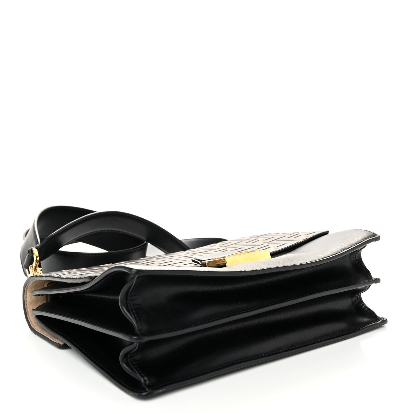 Vitello Liberty Bi-Color FF 1974 Embossed Chain Strap Kan U Shoulder Bag Black Maya