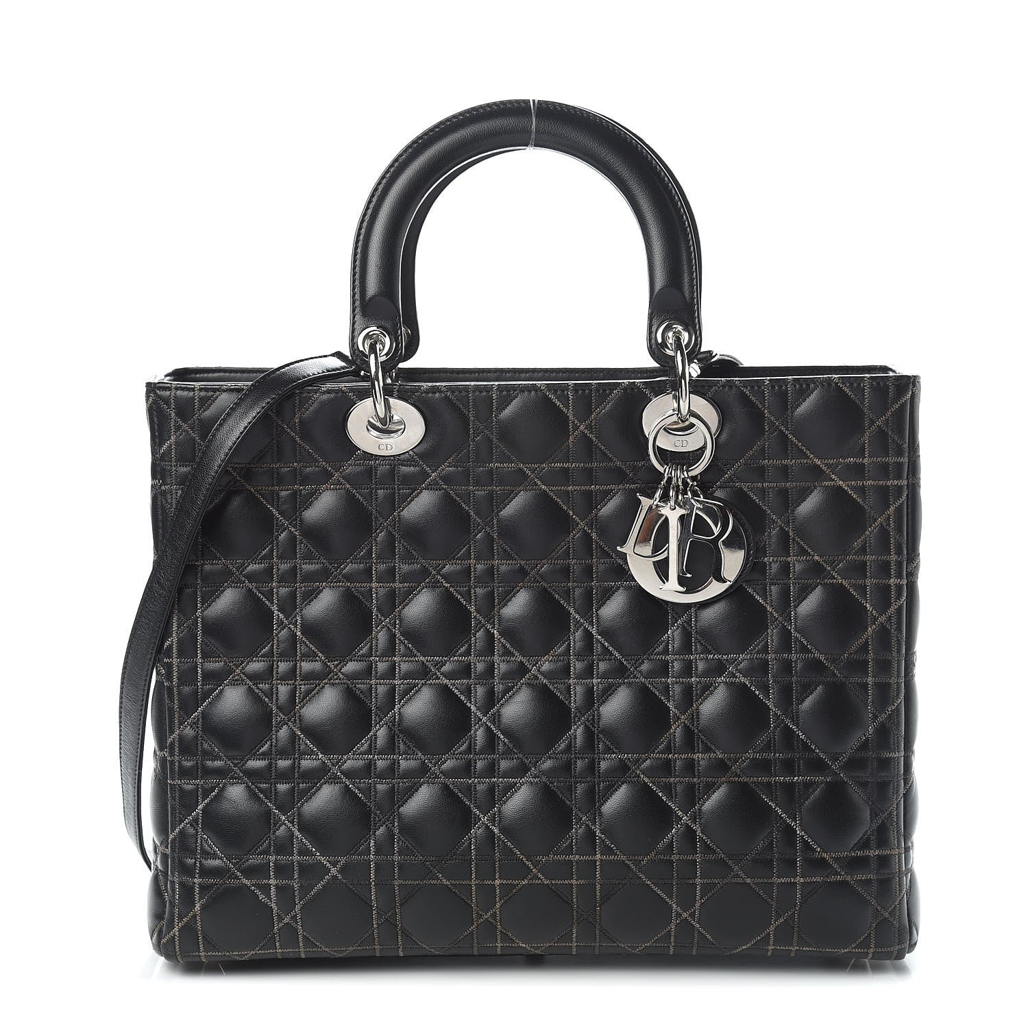 Christian Dior Lambskin Stitched Large Lady Dior Black 1 of 10