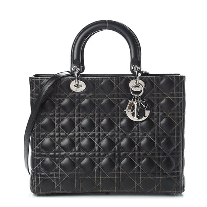 Christian Dior Lambskin Stitched Large Lady Dior Black 1 of 10
