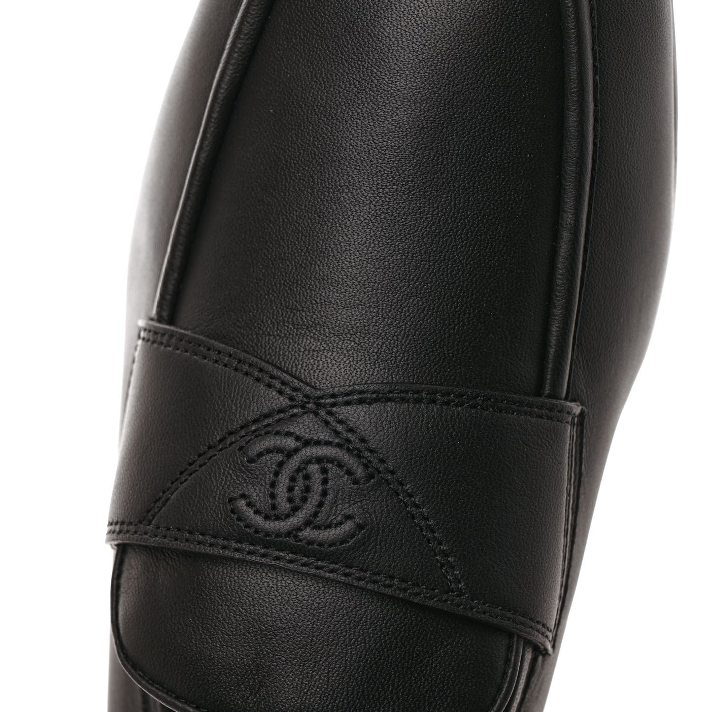Calfskin Mens Stitched CC Loafers 46 Black