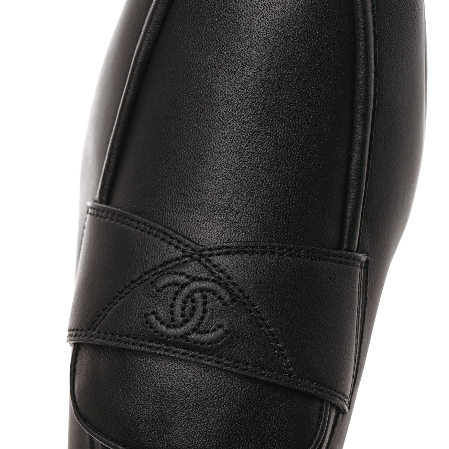Chanel Calfskin Mens Stitched CC Loafers 46 Black 9 of 9