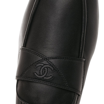Chanel Calfskin Mens Stitched CC Loafers 46 Black 9 of 9