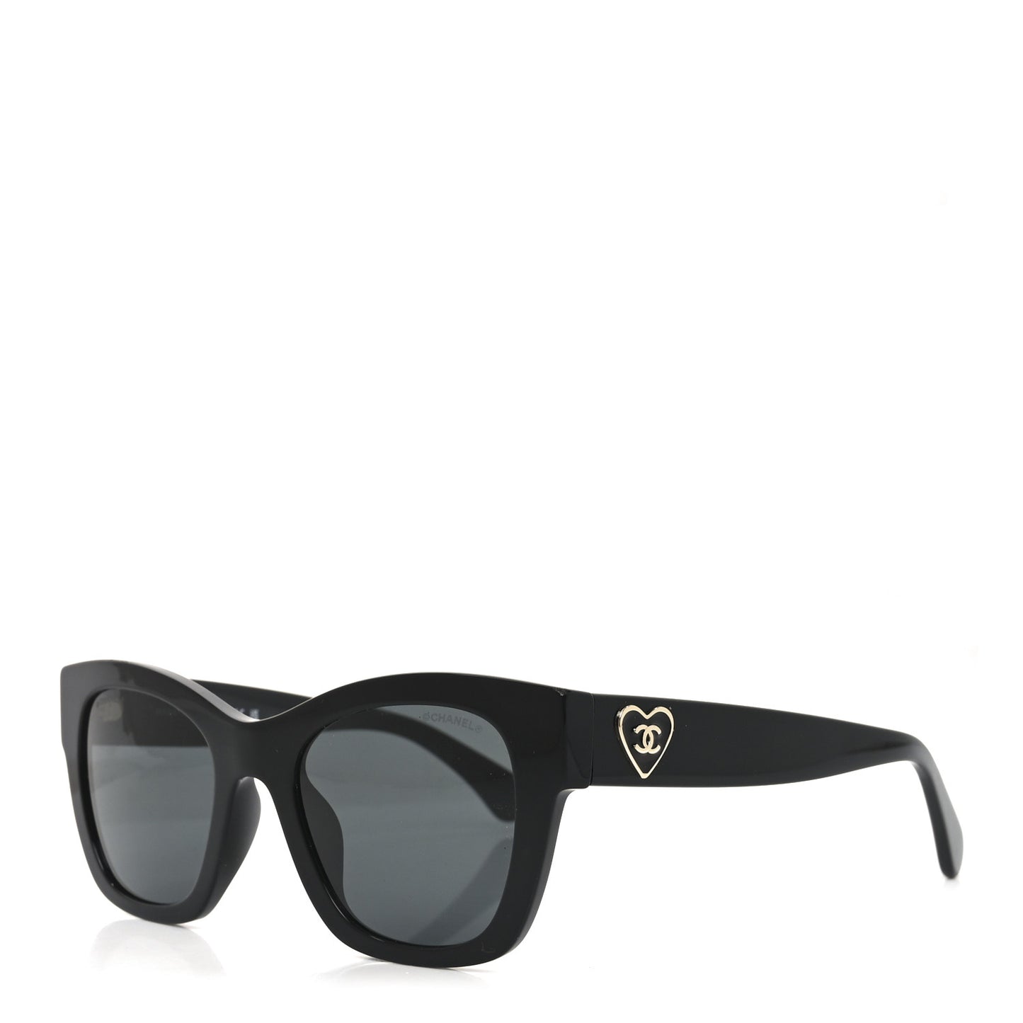 Acetate Square CC Heart Sunglasses 5478-A Black