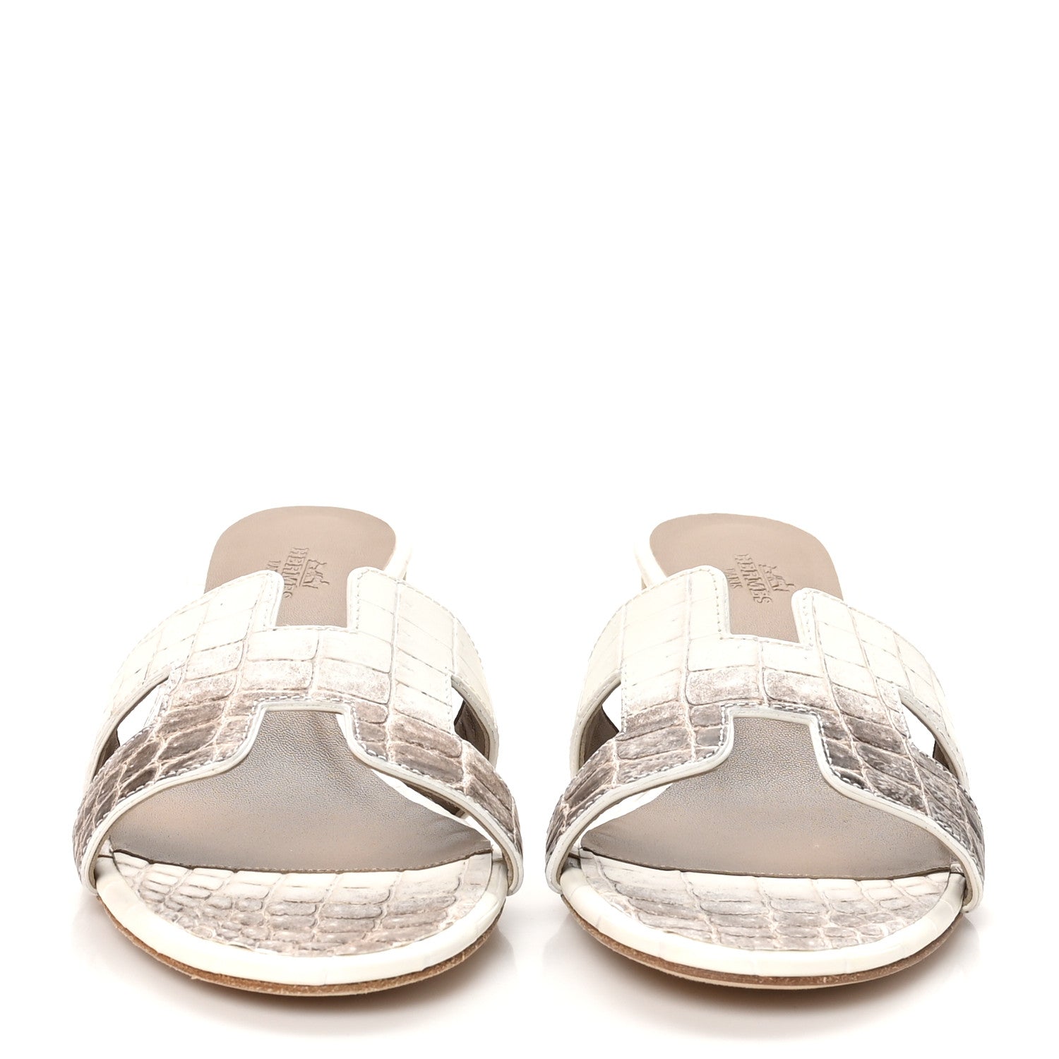 Hermes Matte Niloticus Crocodile Himalaya Oasis Sandals 38.5 White 3 of 10