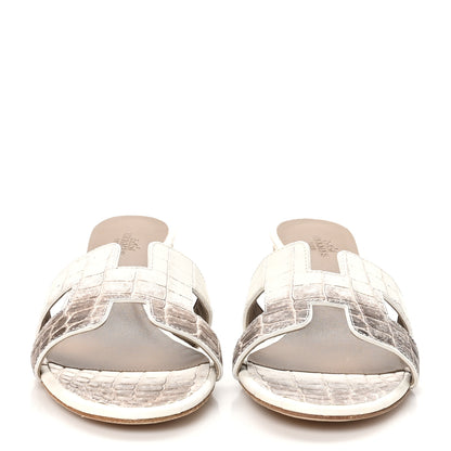 Hermes Matte Niloticus Crocodile Himalaya Oasis Sandals 38.5 White 3 of 10
