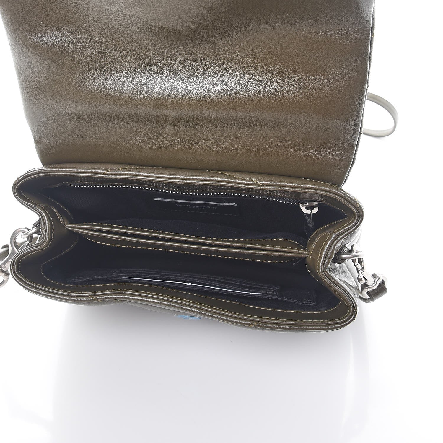 Saint Laurent Calfskin Y Quilted Monogram Toy Loulou Chain Satchel Dark Khaki 6 of 9