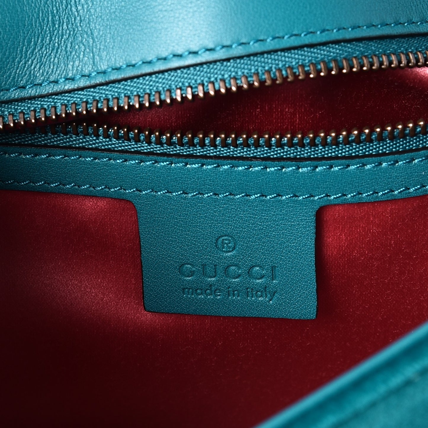 Velvet Matelasse Small GG Marmont Shoulder Bag Pavone Cyan