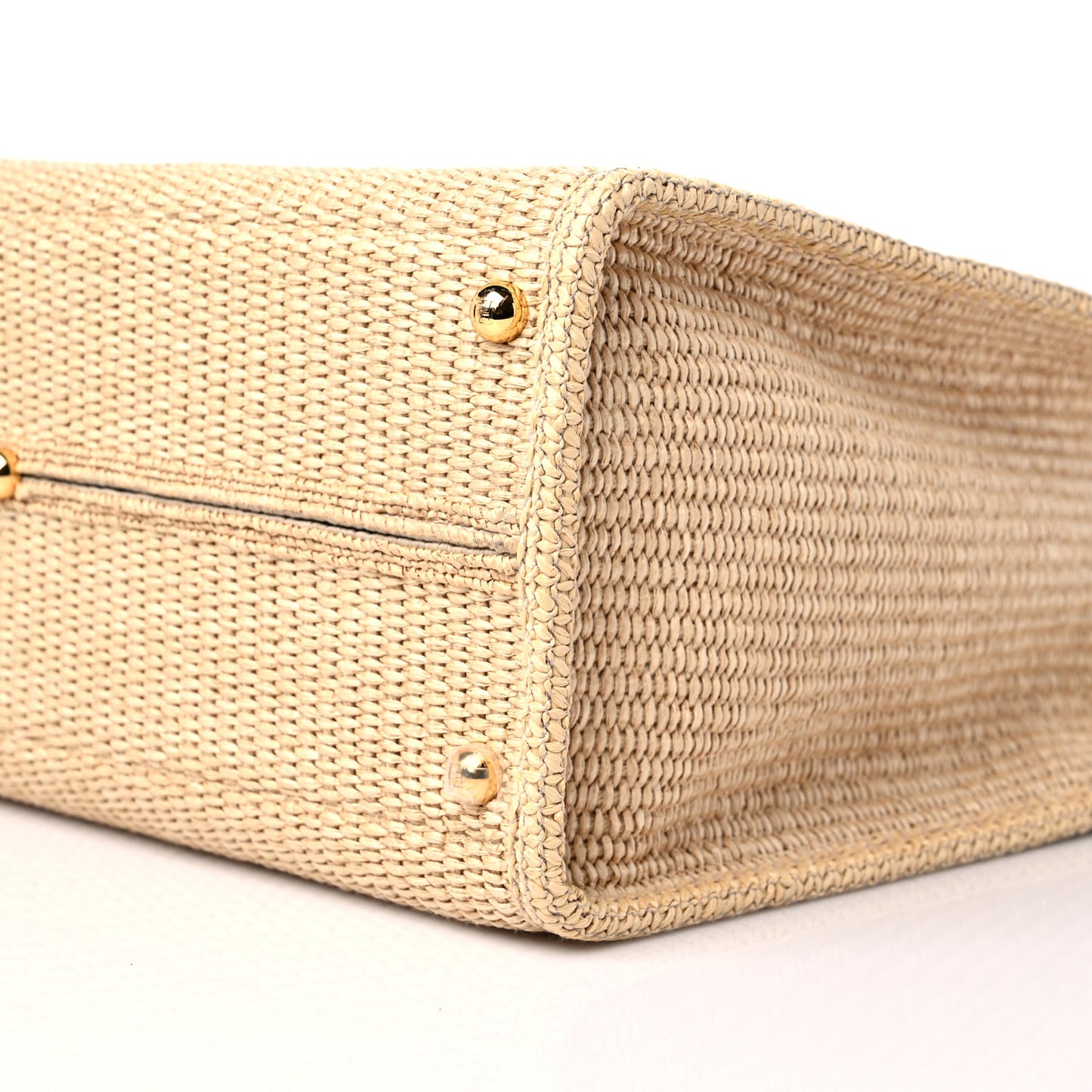 Straw Vitello King Plexiglass Woven Medium Fendi Sunshine Shopper Tote Natural Black