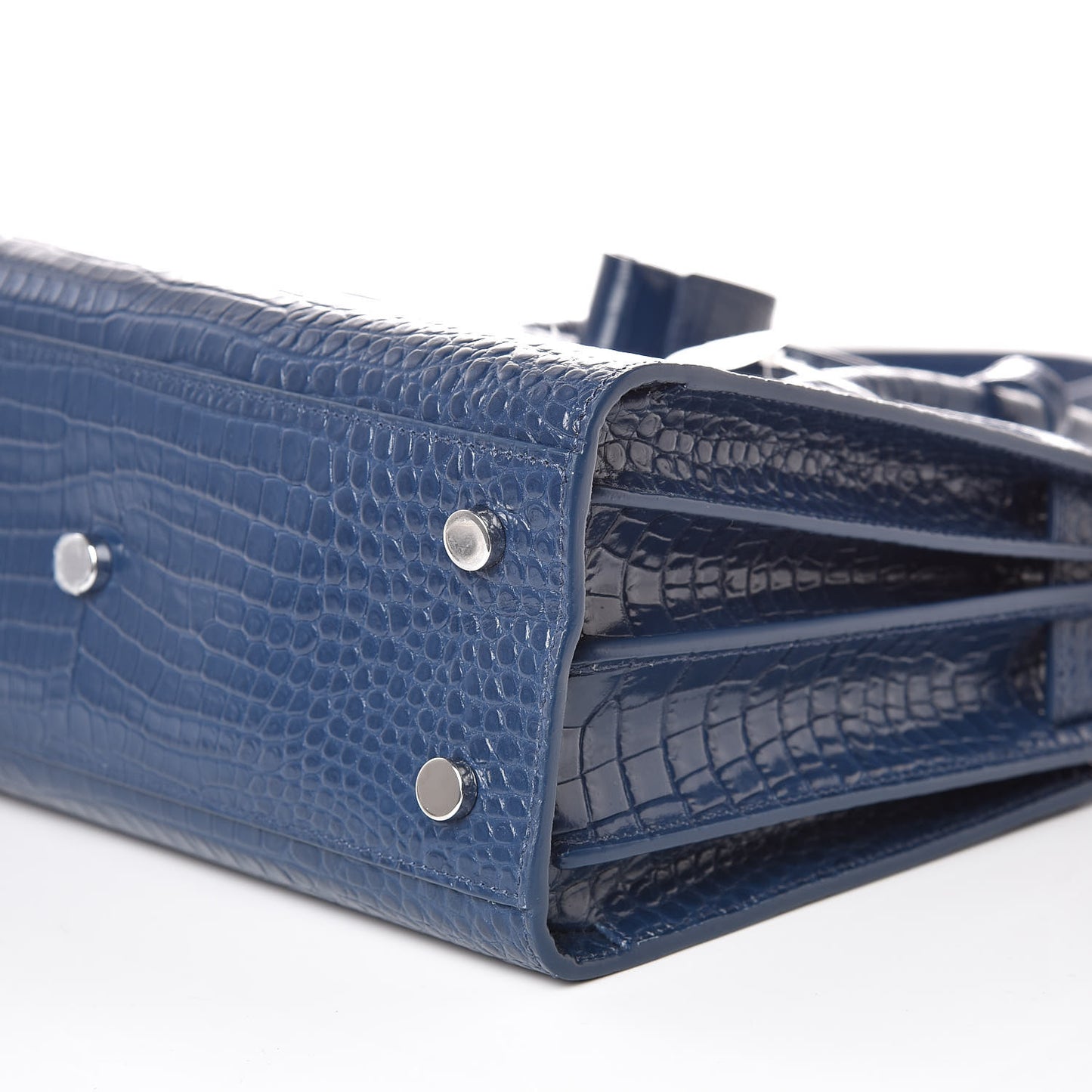 Calfskin Crocodile Embossed Baby Sac De Jour Denim