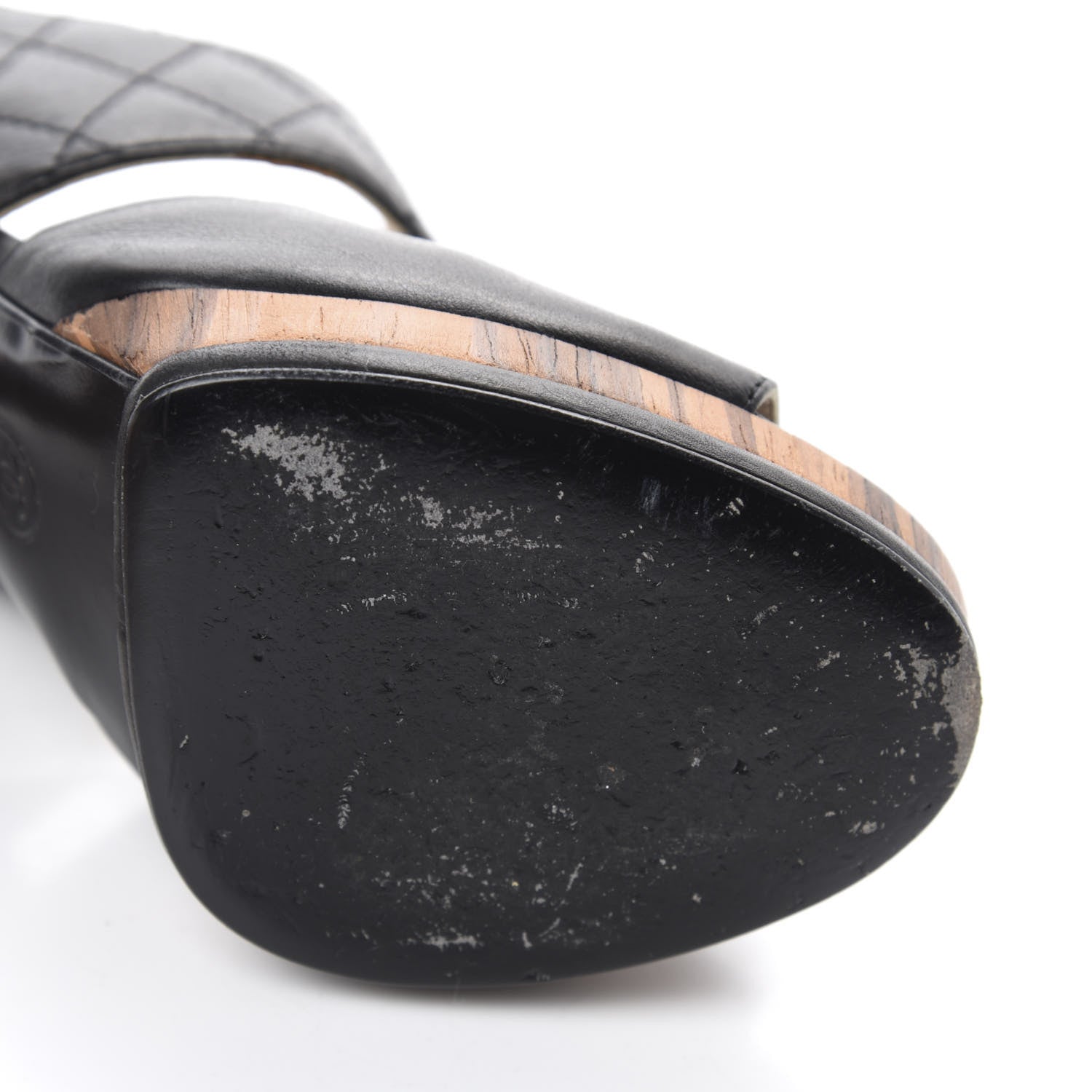 Chanel Lambskin Quilted Wooden Sandals 36.5 Black 13 of 13