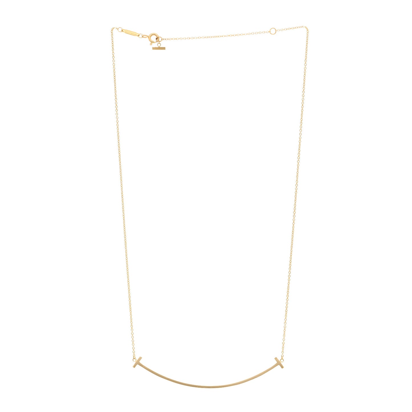 18K Yellow Gold Large T Smile Pendant Necklace