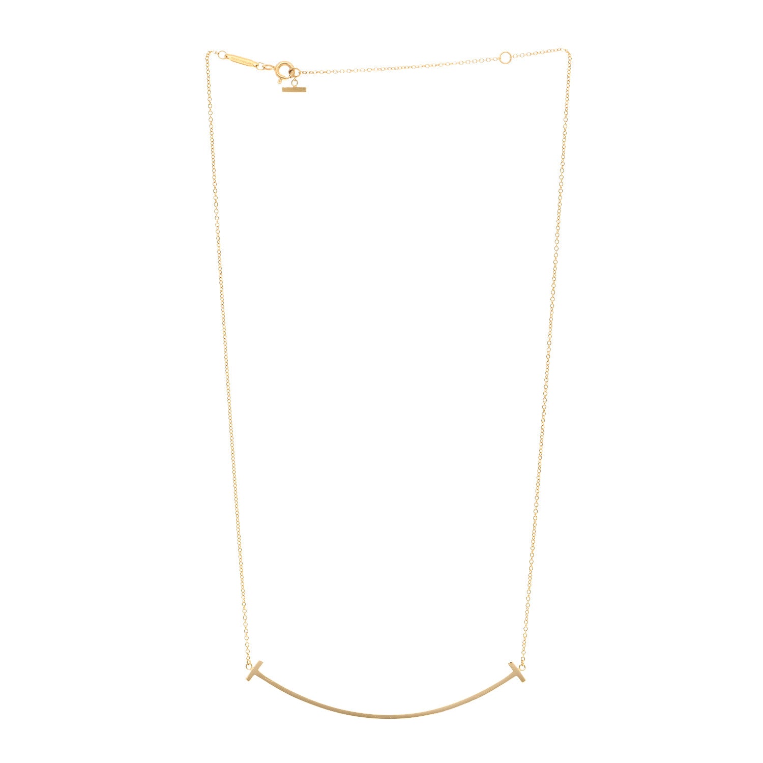 Tiffany 18K Yellow Gold Large T Smile Pendant Necklace 3 of 4