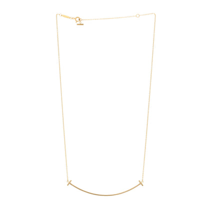 Tiffany 18K Yellow Gold Large T Smile Pendant Necklace 3 of 4
